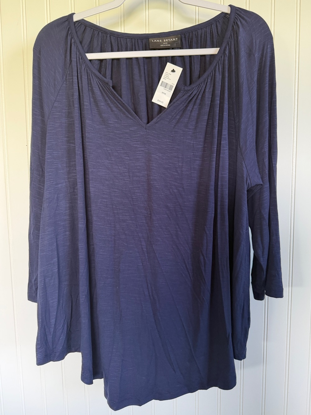 Lane Bryant Navy Slub V-Neck Tunic Top Size 14/16 Navy